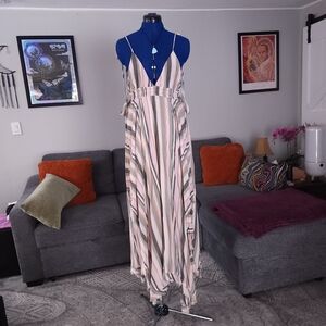 Free People Endless Summer Tropical Heat Maxi Dress Small Pink Stripe